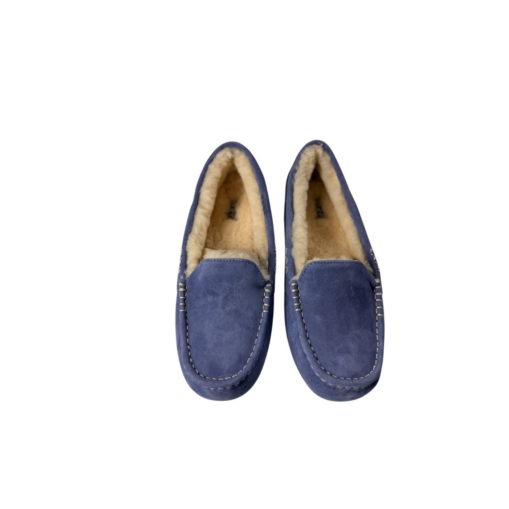 UGG Ansley 3312 Port Jensen Blue Suede Sheepskin Moccasin Slippers Womens 11 NEW